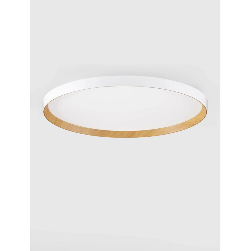 Plafon okrągły ze ściemniaczem i regulowaną barwą światła Abetone 60cm LED 2700/3000K biały / kolor drewna