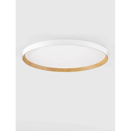 Plafon okrągły ze ściemniaczem i regulowaną barwą światła Abetone 60cm LED 2700/3000K biały / kolor drewna
