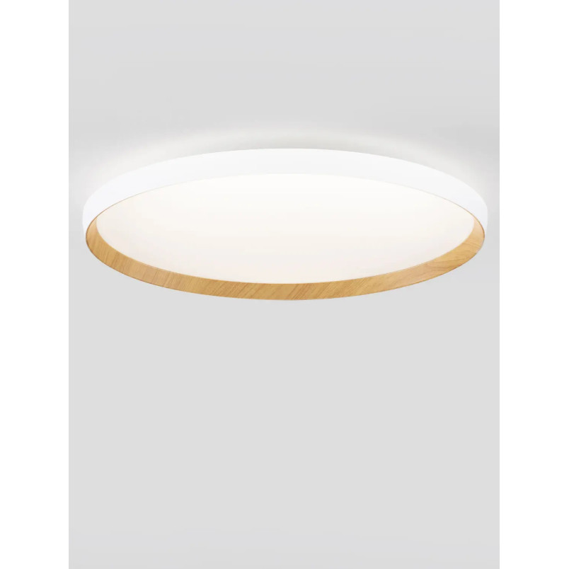 Plafon okrągły ze ściemniaczem i regulowaną barwą światła Abetone 60cm LED 2700/3000K biały / kolor drewna