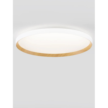 Plafon okrągły ze ściemniaczem i regulowaną barwą światła Abetone 60cm LED 2700/3000K biały / kolor drewna