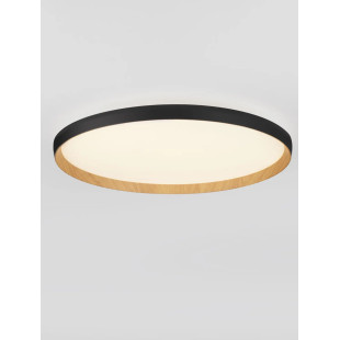 Plafon okrągły ze ściemniaczem i regulowaną barwą światła Abetone 60cm LED 2700/3000K czarny / kolor drewna