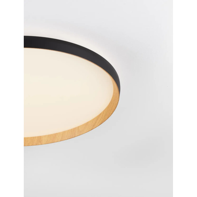 Plafon okrągły ze ściemniaczem i regulowaną barwą światła Abetone 60cm LED 2700/3000K czarny / kolor drewna