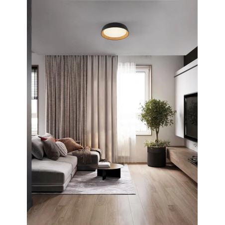 Plafon okrągły ze ściemniaczem triac Atabal 45cm LED 3000K czarny / drewno