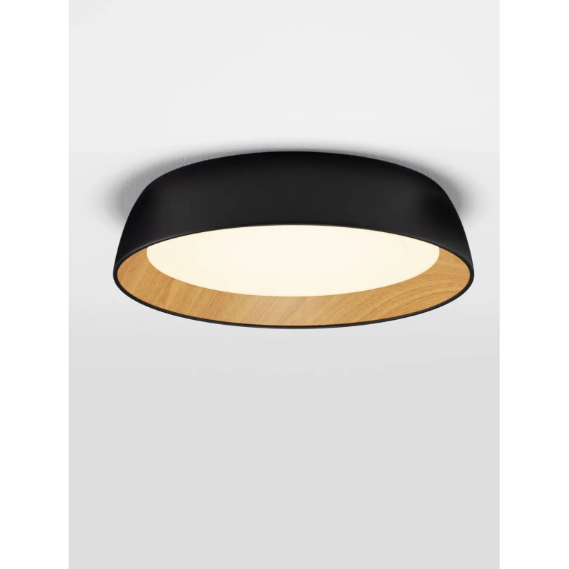 Plafon okrągły ze ściemniaczem triac Atabal 45cm LED 3000K czarny / drewno