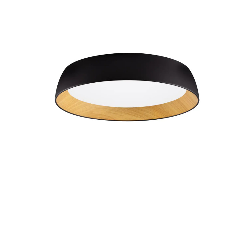 Plafon okrągły ze ściemniaczem triac Atabal 60cm LED 3000K czarny / drewno