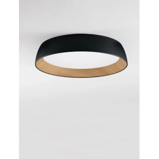 Plafon okrągły ze ściemniaczem triac Atabal 60cm LED 3000K czarny / drewno