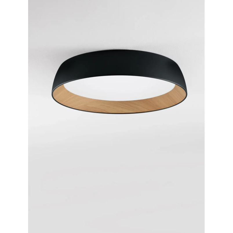 Plafon okrągły ze ściemniaczem triac Atabal 60cm LED 3000K czarny / drewno