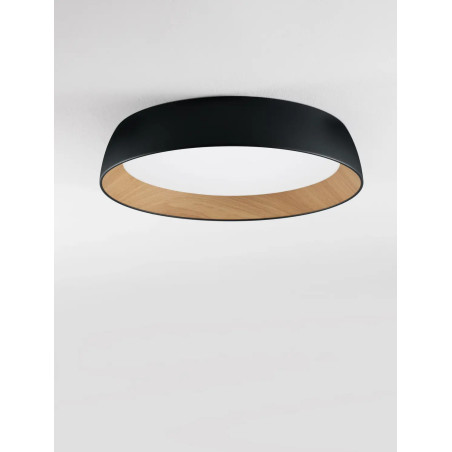 Plafon okrągły ze ściemniaczem triac Atabal 60cm LED 3000K czarny / drewno