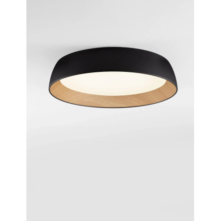 Plafon okrągły ze ściemniaczem triac Atabal 60cm LED 3000K czarny / drewno