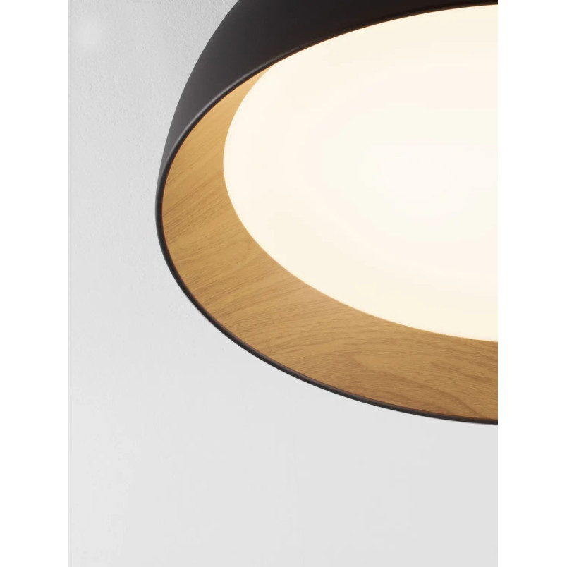 Plafon okrągły ze ściemniaczem triac Atabal 60cm LED 3000K czarny / drewno