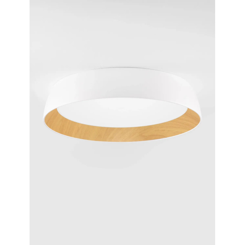 Plafon okrągły ze ściemniaczem triac Atabal 60cm LED 3000K biały / drewno