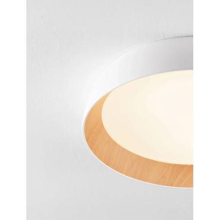 Plafon okrągły ze ściemniaczem triac Atabal 60cm LED 3000K biały / drewno