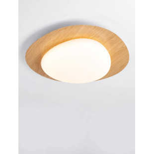 Plafon ściemniany o organicznym kształcie Batil LED 3000K 47cm biały / imitacja drewna