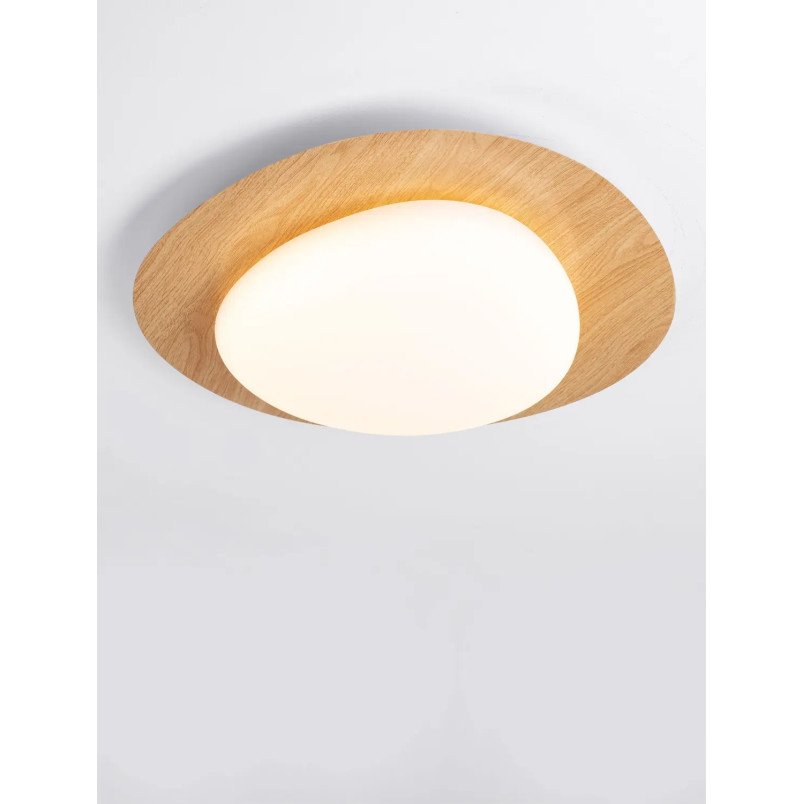 Plafon ściemniany o organicznym kształcie Batil LED 3000K 47cm biały / imitacja drewna