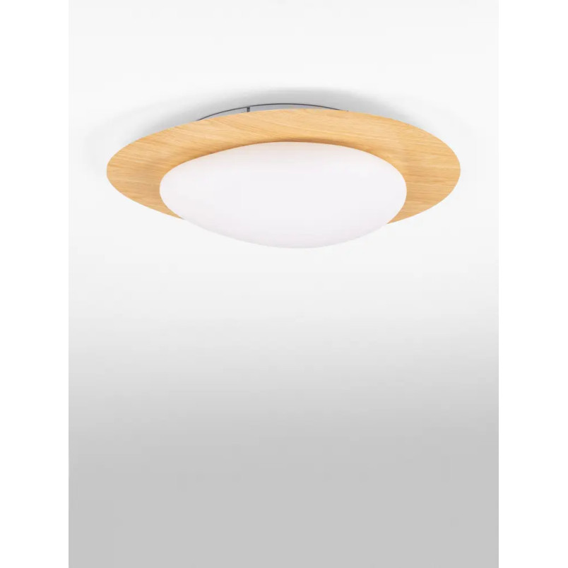 Plafon ściemniany o organicznym kształcie Batil LED 3000K 47cm biały / imitacja drewna
