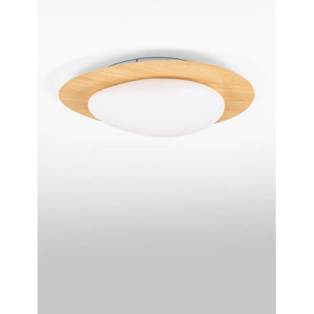 Plafon ściemniany o organicznym kształcie Batil LED 3000K 47cm biały / imitacja drewna