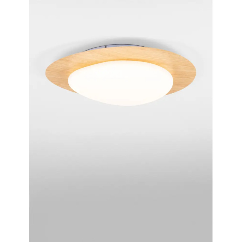 Plafon ściemniany o organicznym kształcie Batil LED 3000K 47cm biały / imitacja drewna