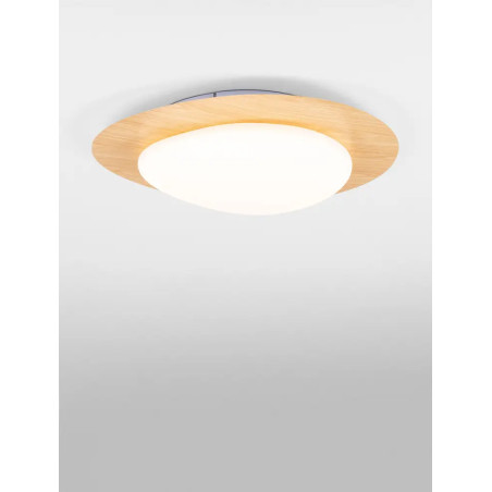 Plafon ściemniany o organicznym kształcie Batil LED 3000K 47cm biały / imitacja drewna