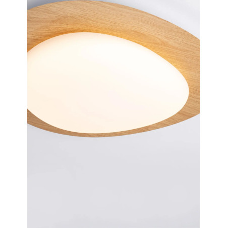 Plafon ściemniany o organicznym kształcie Batil LED 3000K 47cm biały / imitacja drewna