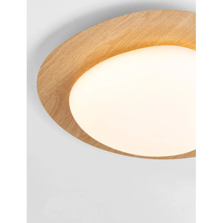 Plafon ściemniany o organicznym kształcie Batil LED 3000K 47cm biały / imitacja drewna