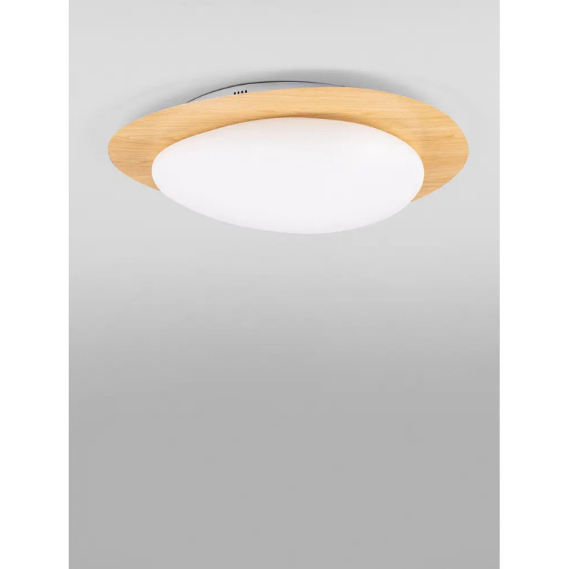 Plafon ściemniany o organicznym kształcie Batil LED 3000K 57cm biały / imitacja drewna
