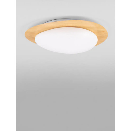Plafon ściemniany o organicznym kształcie Batil LED 3000K 57cm biały / imitacja drewna