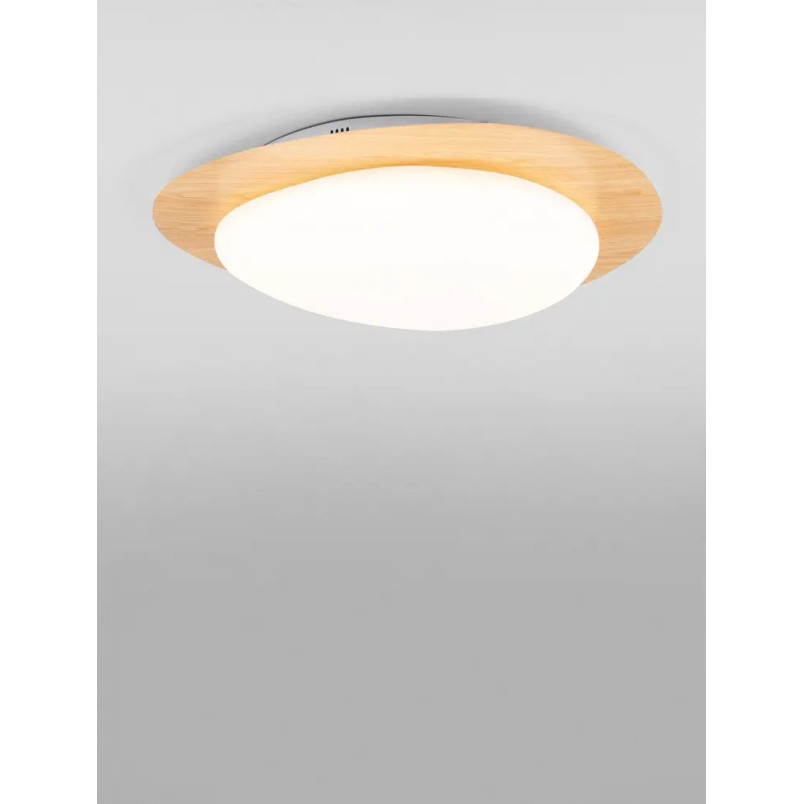 Plafon ściemniany o organicznym kształcie Batil LED 3000K 57cm biały / imitacja drewna
