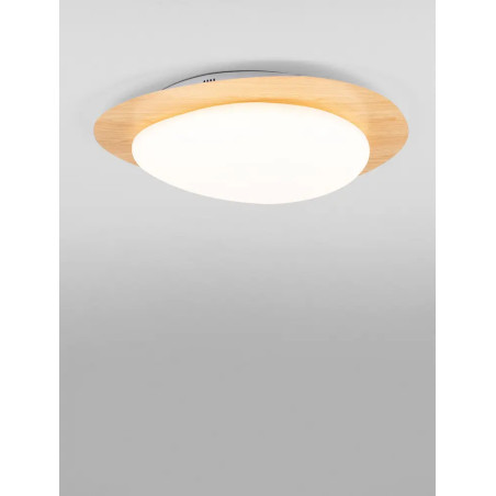 Plafon ściemniany o organicznym kształcie Batil LED 3000K 57cm biały / imitacja drewna
