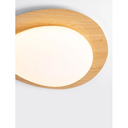 Plafon ściemniany o organicznym kształcie Batil LED 3000K 57cm biały / imitacja drewna