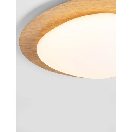 Plafon ściemniany o organicznym kształcie Batil LED 3000K 57cm biały / imitacja drewna