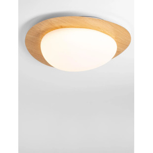 Plafon ściemniany o organicznym kształcie Batil LED 3000K 57cm biały / imitacja drewna