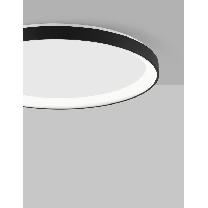 Plafon okrągły ze ściemniaczem triac Tirafi 58cm LED 3000K czarny