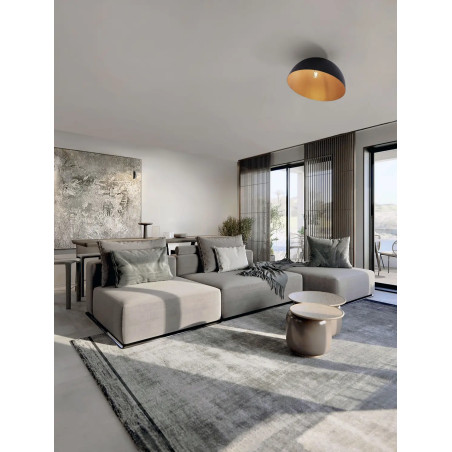 Plafon metalowy designerski Tohoku 50cm czarno-złoty
