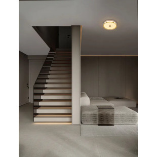 Plafon okrągły modern Trimonte 40cm LED 3000K szampańskie złoto / bursztynowy akryl