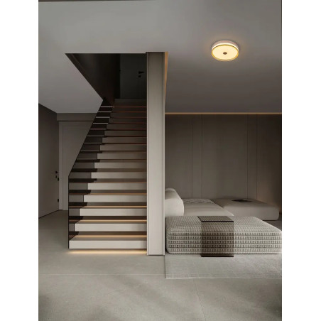 Plafon okrągły modern Trimonte 40cm LED 3000K szampańskie złoto / bursztynowy akryl