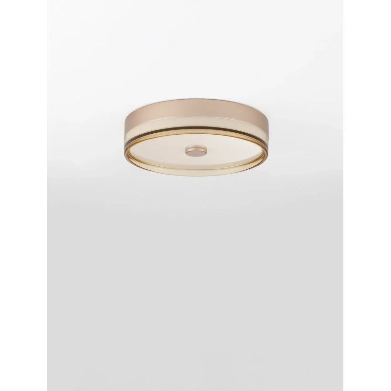 Plafon okrągły modern Trimonte 40cm LED 3000K szampańskie złoto / bursztynowy akryl