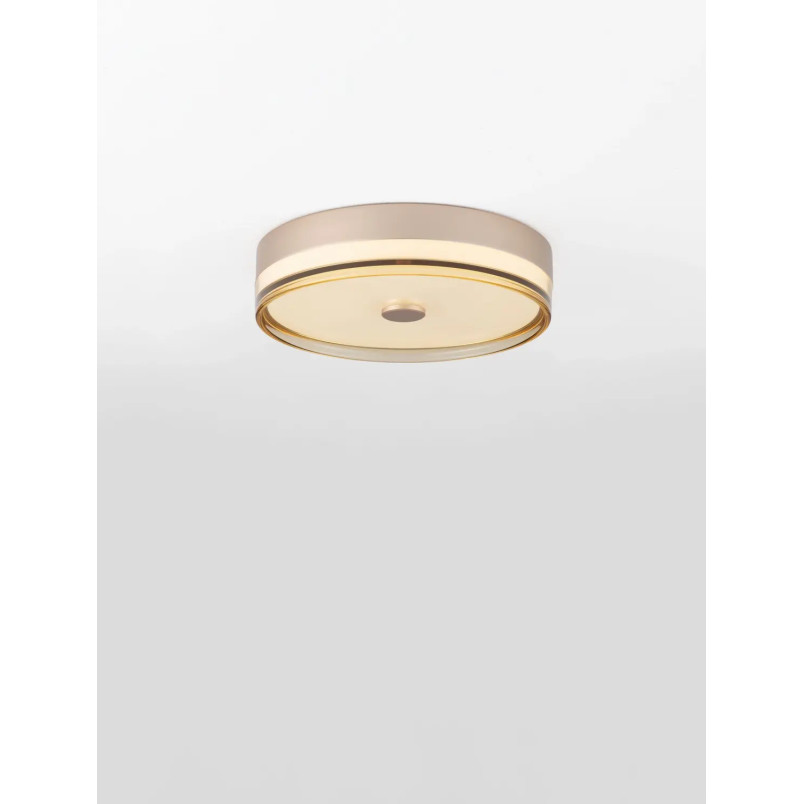 Plafon okrągły modern Trimonte 40cm LED 3000K szampańskie złoto / bursztynowy akryl