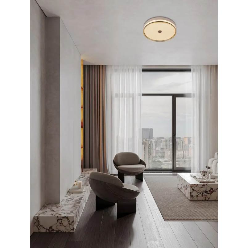 Plafon okrągły modern Trimonte 50cm LED 3000K szampańskie złoto / bursztynowy akryl