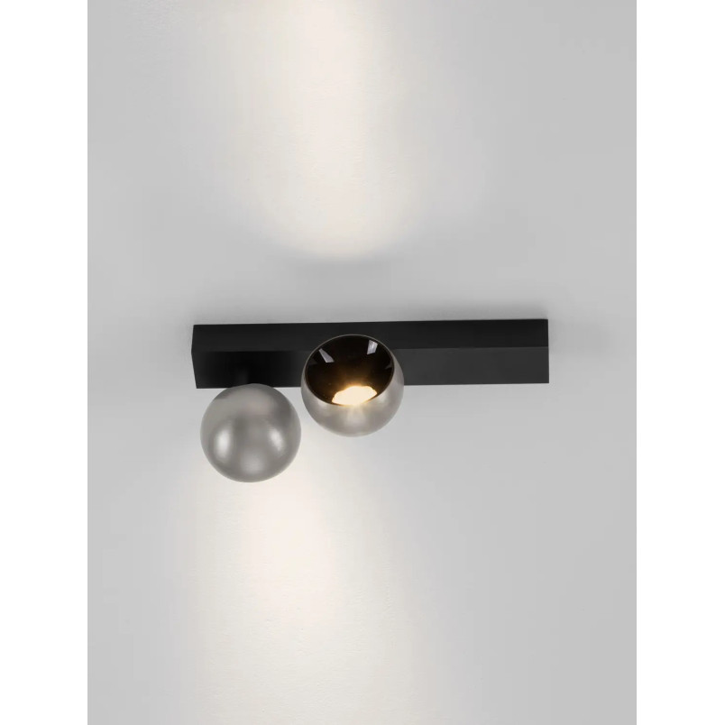 Reflektor sufitowy 2 kule ze ściemniaczem triac Niccio LED 3000K IP20 nikiel / czarny