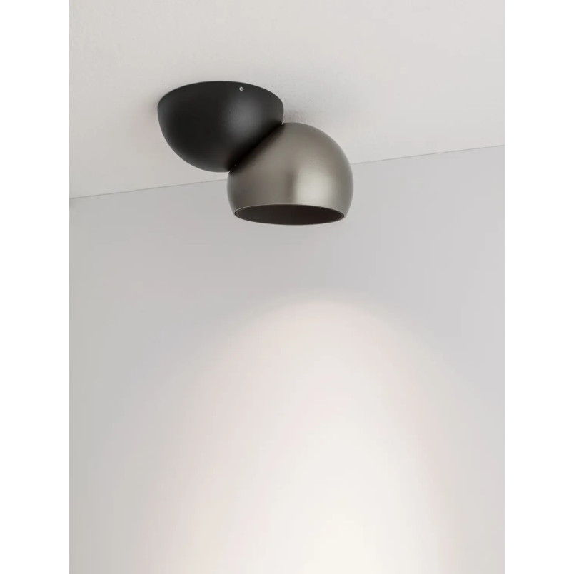 Reflektor sufitowy kula - regulowany Niccio LED 3000K IP20 nikiel / czarny
