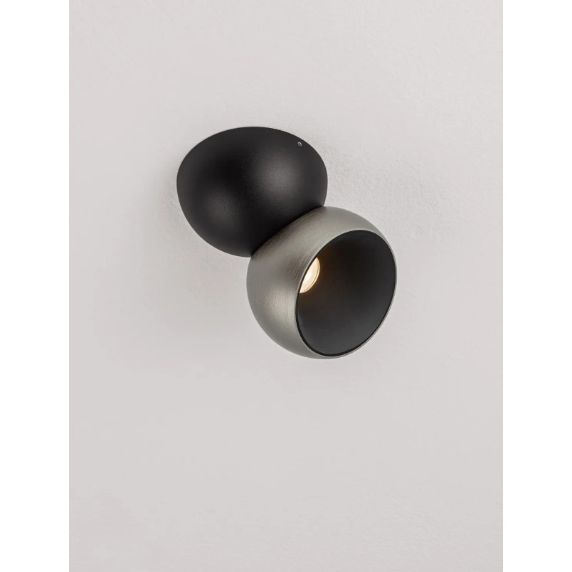 Reflektor sufitowy kula - regulowany Niccio LED 3000K IP20 nikiel / czarny