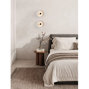 Kinkiet okrągły japandi ze strukturalną powłoką Sakura 20cm LED 3000K biały / czarny