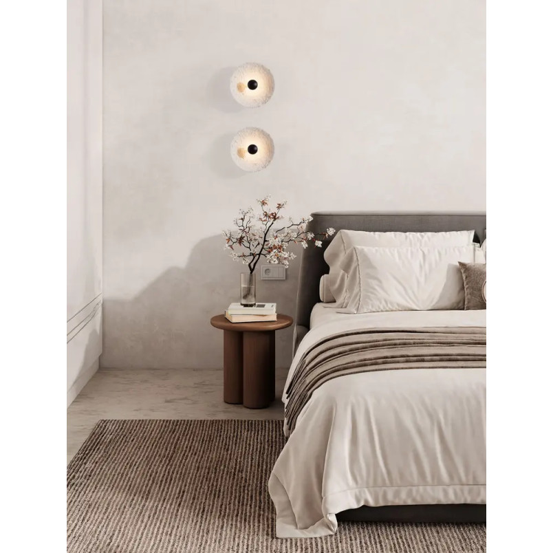 Kinkiet okrągły japandi ze strukturalną powłoką Sakura 20cm LED 3000K biały / czarny