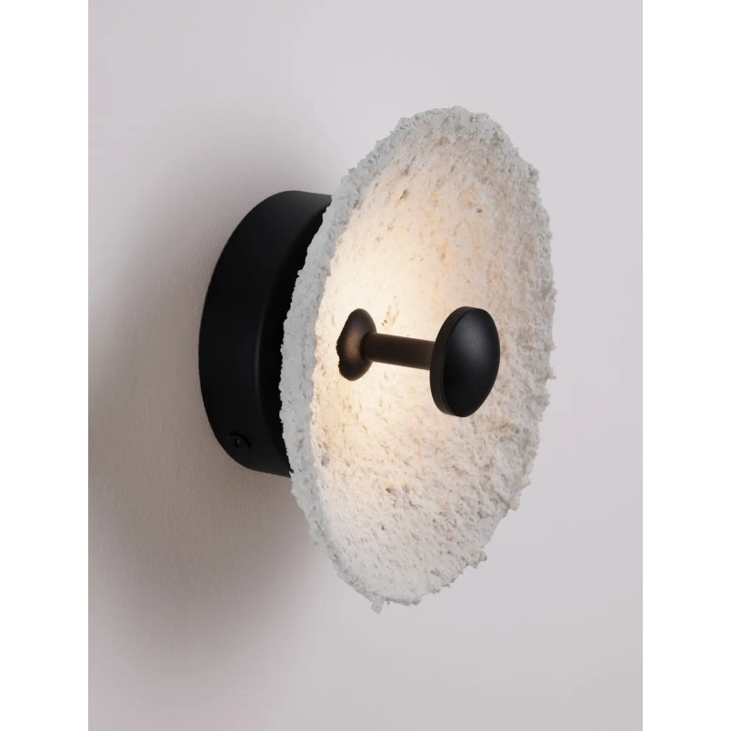 Kinkiet okrągły japandi ze strukturalną powłoką Sakura 20cm LED 3000K biały / czarny
