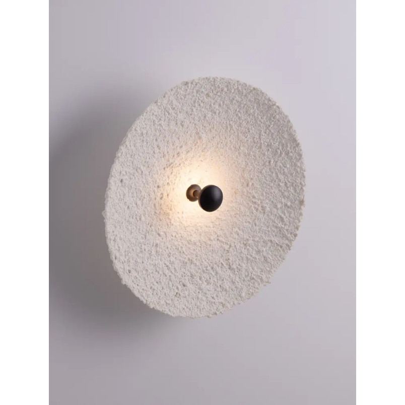 Kinkiet okrągły japandi ze strukturalną powłoką Sakura 40cm LED 3000K biały / czarny