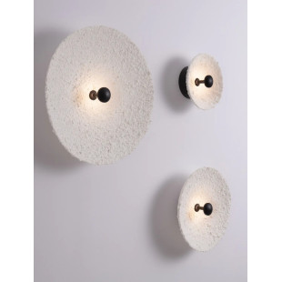 Kinkiet okrągły japandi ze strukturalną powłoką Sakura 40cm LED 3000K biały / czarny