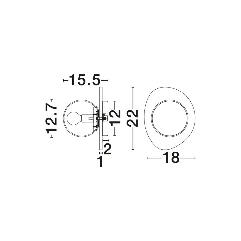 Kinkiet marmurowy ze szklaną kulą Nuna 22cm marmur calaccata / mleczne szkło
