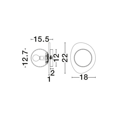 Kinkiet marmurowy ze szklaną kulą Nuna 22cm marmur calaccata / mleczne szkło