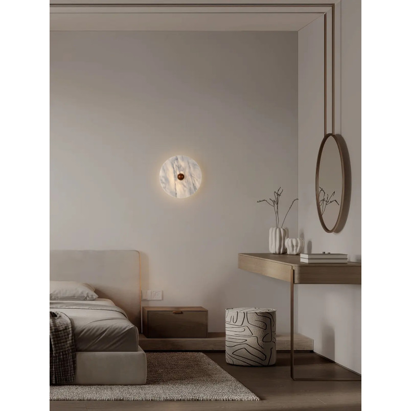 Kinkiet marmurowy okrągły Fasani 30cm LED 3000K