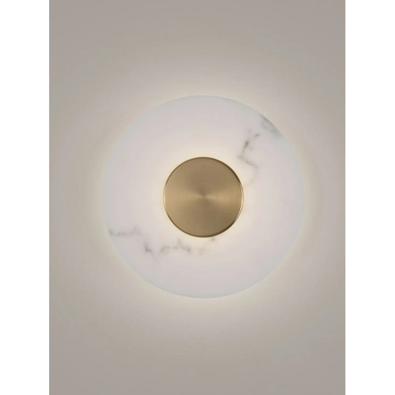 Kinkiet okrągły modern Aprano 30cm LED 3000K imitacja alabastru / złoty mosiądz
